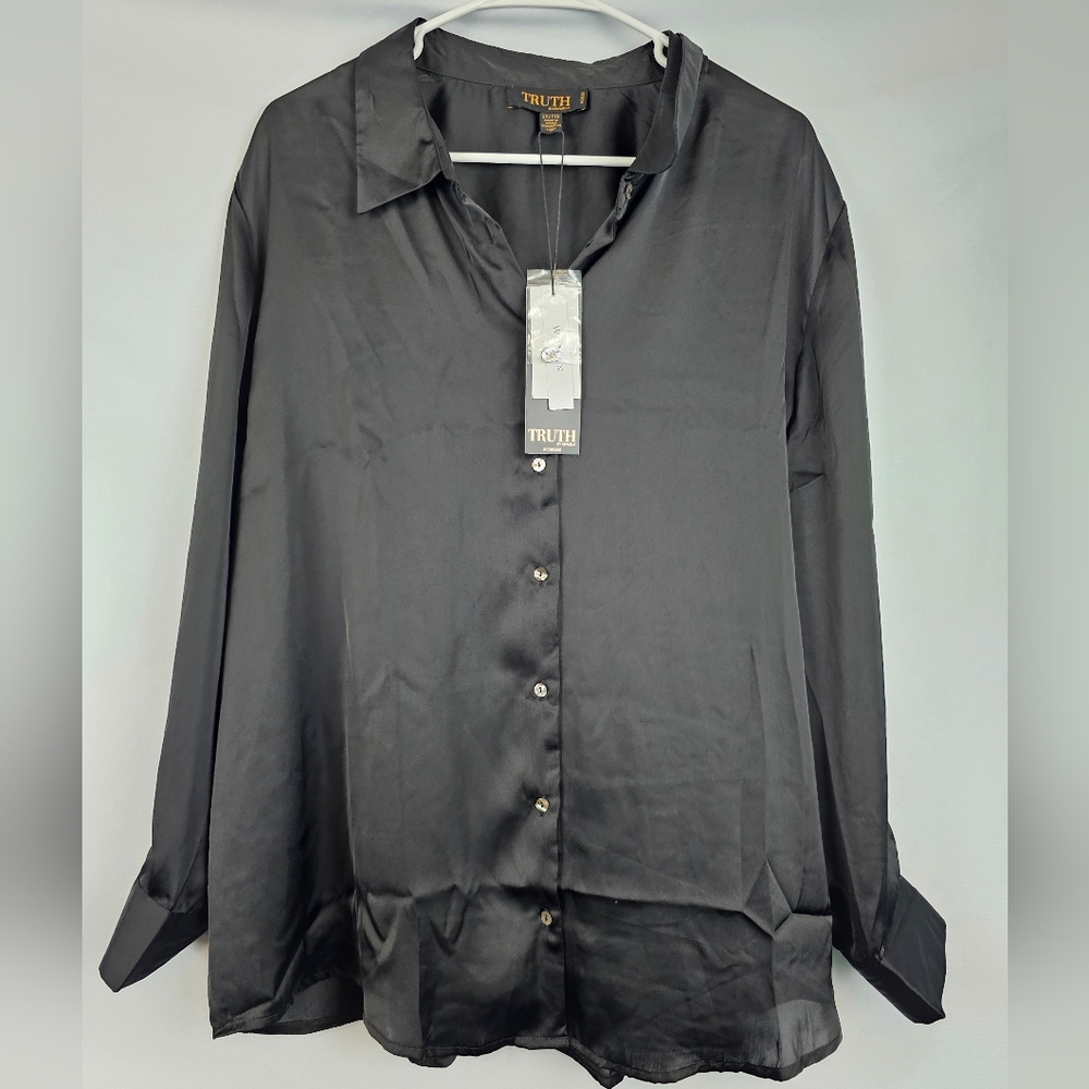 Truth By Republic Womens Black Button Up Blouse 2XL/TTG NEW With TAGS